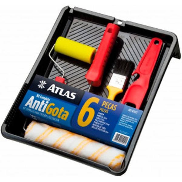 Kit Pintura Atlas 1017 6 Peças Rolo Antirrespingos Completo