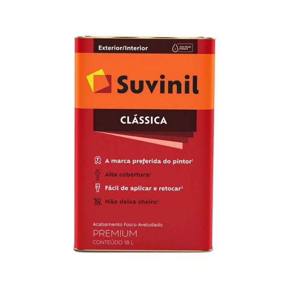 Tinta Acrílica Fosca Suvinil Clássica 18L Aveludada Gelo