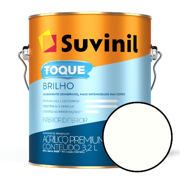 Tinta Para Parede 3,6 Litros Toque Brilho Semi Brilho Suvinil - Branco Neve
