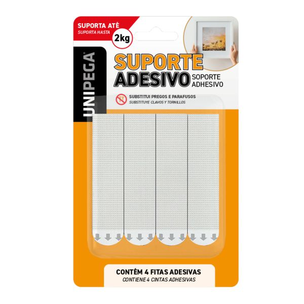 Suporte Adesivo Grande UniPega Blister 4 Unidades