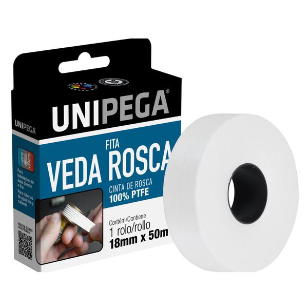Fita Veda Rosca 18mm x 50m UniPega Vedação Hidráulica