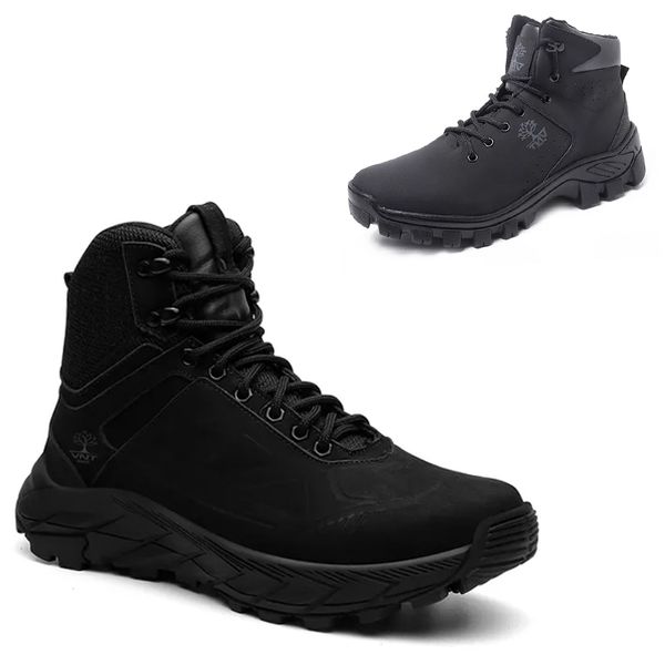 KIT 2 Botas Adventure em Couro Confortável Preto