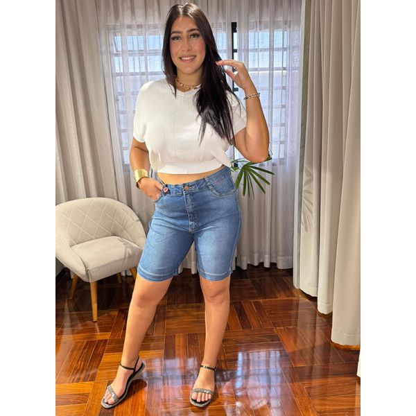 Bermuda Loopper Plus Size Jeans Feminina