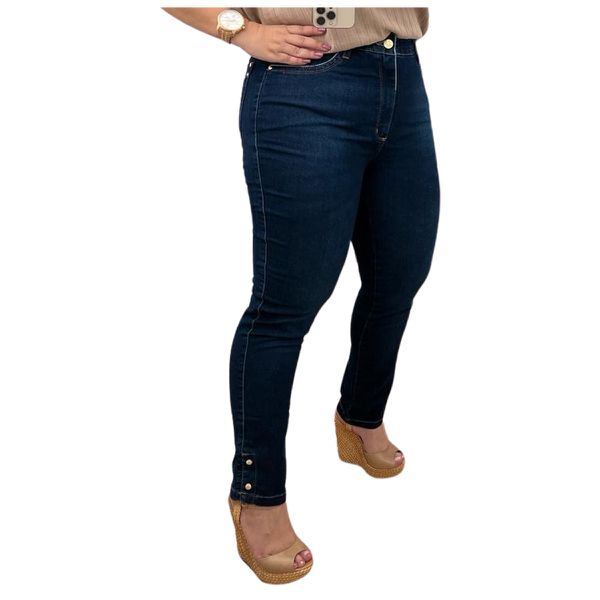 Calça Loopper Jeans Escuro Feminina Capri Tornozelo