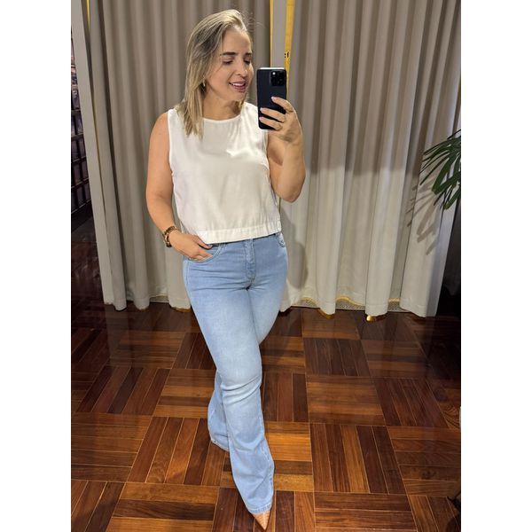 Calça Loopper Feminina Flare Jeans Claro 