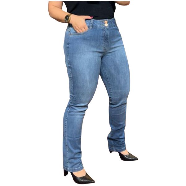 Calça Loopper Feminina Jeans Claro Tradicional Cintura Alta