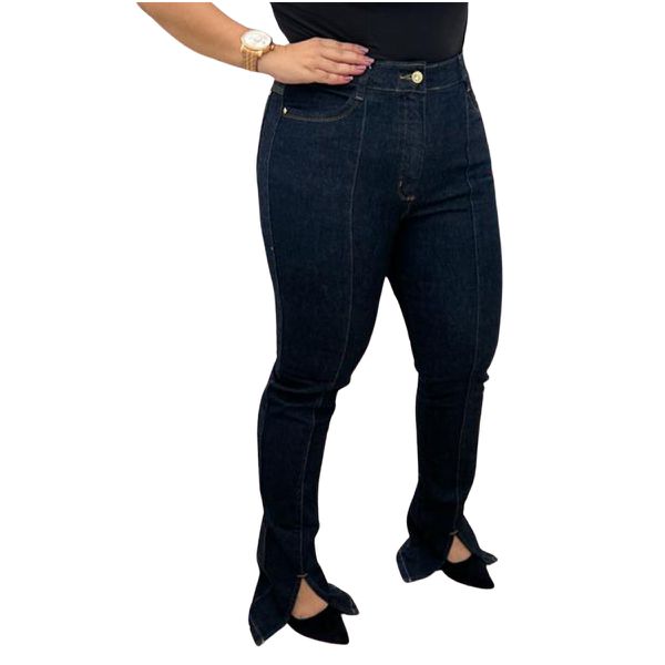 Calça Loopper Feminina Jeans Escura Cintura Alta