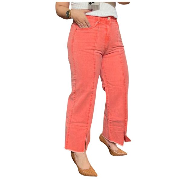 Calça Loopper Jeans Pantacourt Laranja