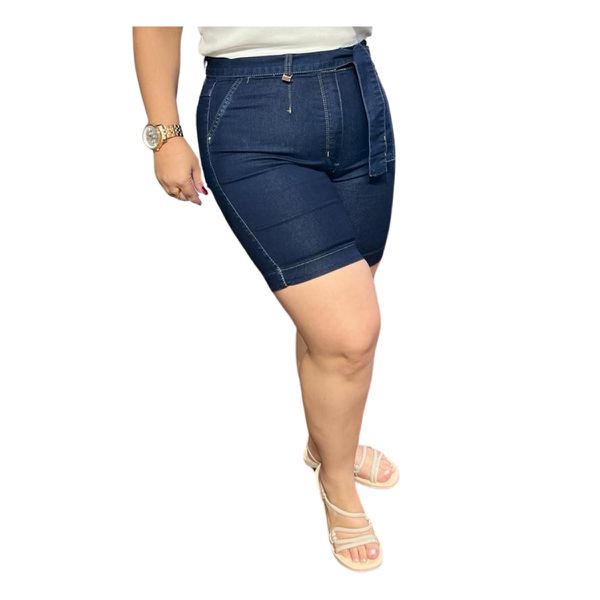 Bermuda Loopper Jeans Escuro Com Cinto