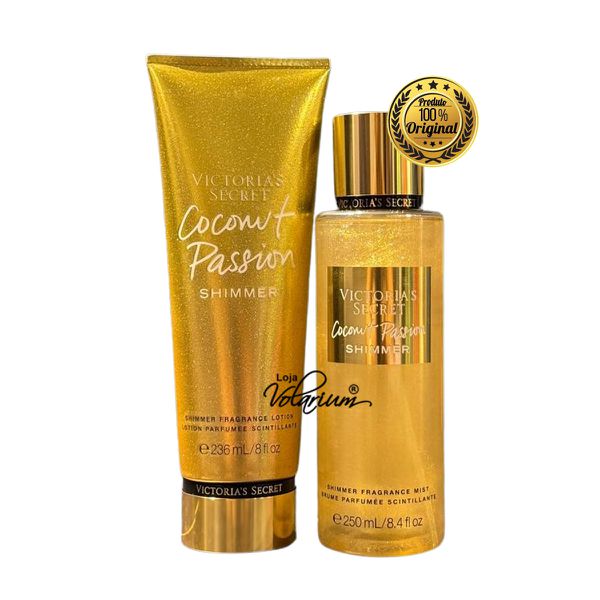 KIT COCONUT PASSION SHIMMER VICTORIA SECRET CREME + COLONIA BODY SPLASH ORIGINAL