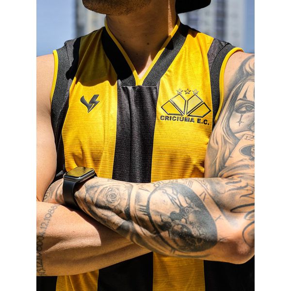 Camisa Regata Basquete Cricíuma Amarelo e Preto Volt