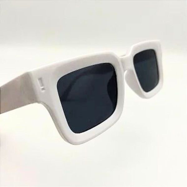 Óculos de Sol HD DOM Design Quadrado, Armação Branca e Bordas Largas para um Look Impecável Branco
