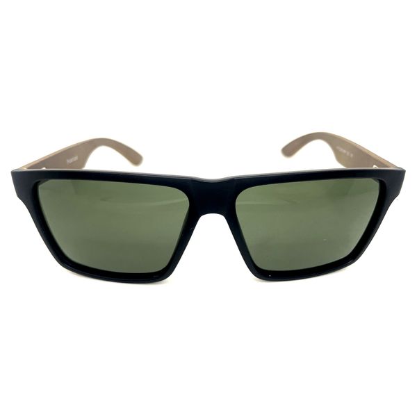 Óculos de Sol Makena HD acetato preto fosco hastes MADEIRA/BAMBU natural lentes POLARIZADAS