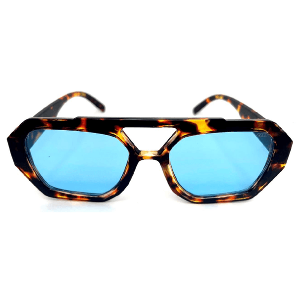 Óculos de sol HD Rooster com armação animal print, lente azul e proteção UV