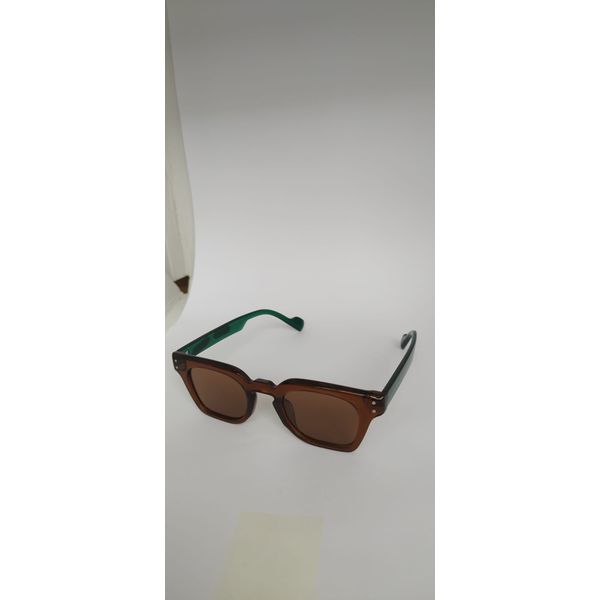 Óculos de sol HD Vibe Verde com armação em anImal print, hastes verdes e lentes marrom com proteção UV