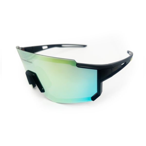 Óculos de Sol Pipeline 2.0.1 HD acetato Preto espelhadas esverdeado máscara apoio borracha nasal Preto