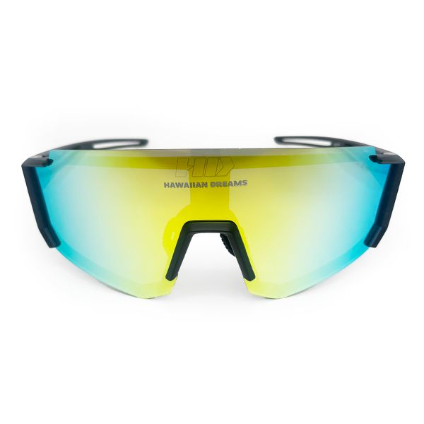 Óculos de Sol Pipeline 2.0.1 HD acetato Preto espelhadas esverdeado máscara apoio borracha nasal Preto