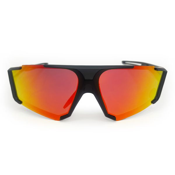 Óculos de Sol Pipeline 2.0.4 HD haste em acetato preto, com lentes espelhadas alaranjadas, apoio de borracha para nariz