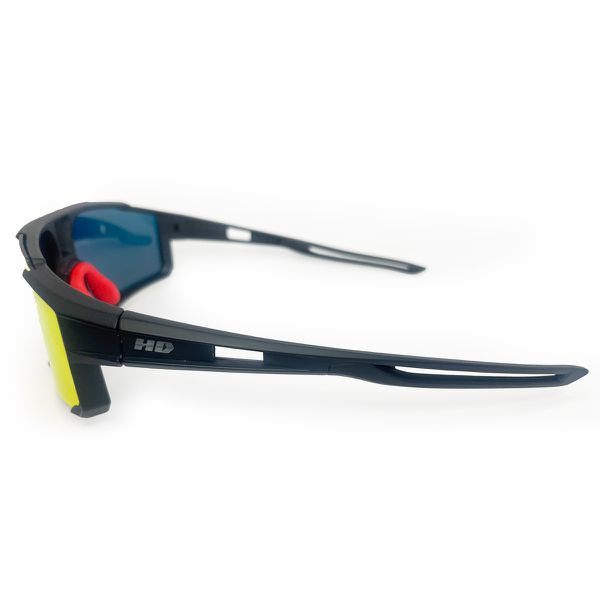 Óculos de Sol Pipeline 2.0.4 HD haste em acetato preto, com lentes espelhadas alaranjadas, apoio de borracha para nariz