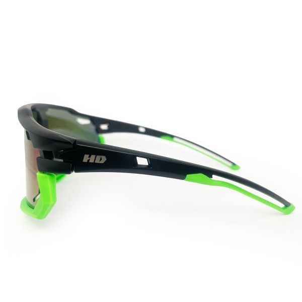 Óculos de Sol Trakker 3 HD hastes em acetato preto e verde com lentes azuis espelhadas e proteção verde