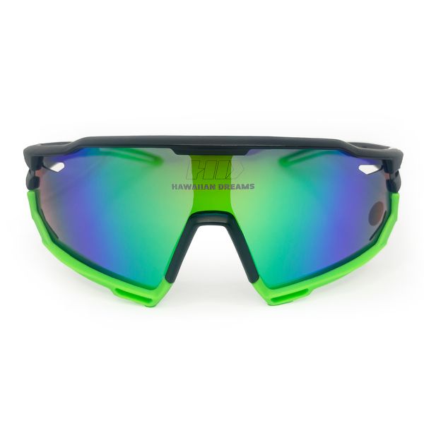 Óculos de Sol Trakker 3 HD hastes em acetato preto e verde com lentes azuis espelhadas e proteção verde
