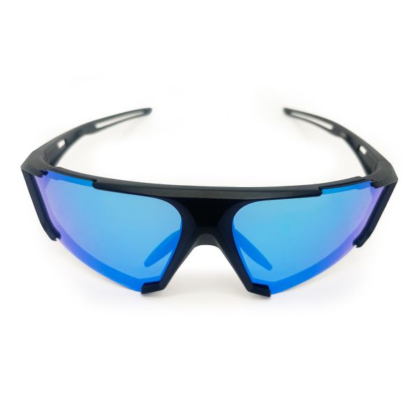 Óculos de Sol Pipeline 2.0.3 HD haste em acetato preto, com lentes espelhadas azulado, apoio de borracha para nariz Preto