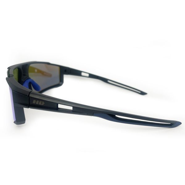 Óculos de Sol Pipeline 2.0.3 HD haste em acetato preto, com lentes espelhadas azulado, apoio de borracha para nariz Preto