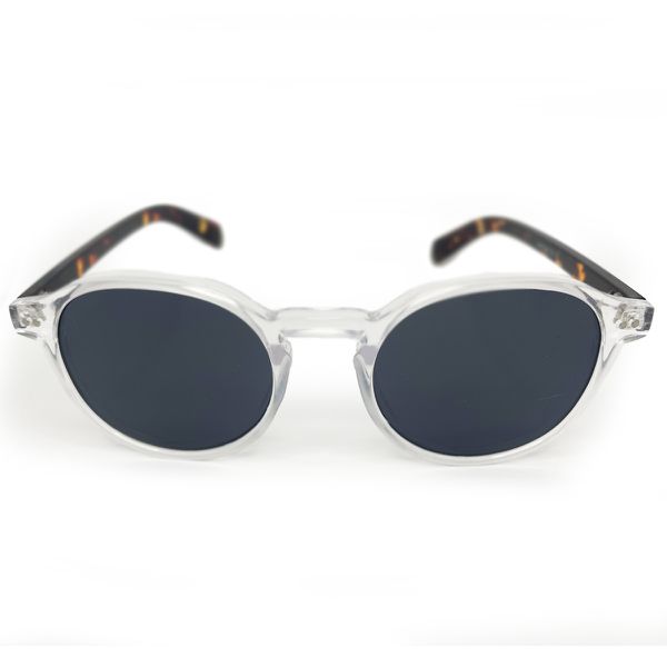 Óculos de sol HD Round Hastap com armação transparente e hastes animal print e lentes com proteção UV