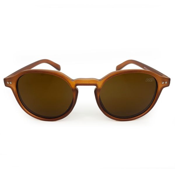 Óculos de sol HD Round Caramelo com armação e hastes caramelo transparente e lentes com proteção UV