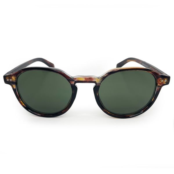 Óculos de sol HD Round Armap com armação e hastes animal print e lentes com proteção UV