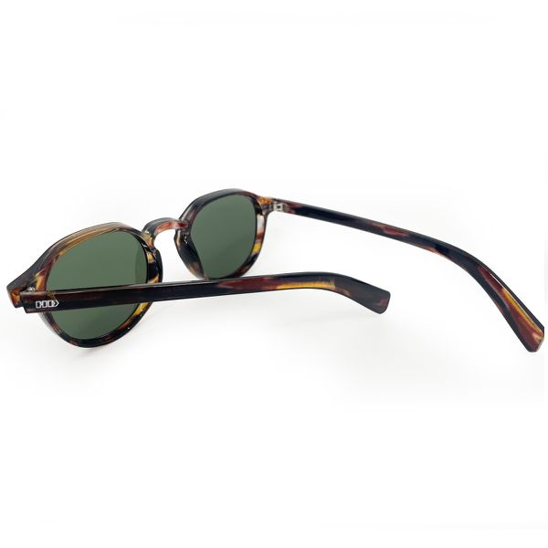 Óculos de sol HD Round Armap com armação e hastes animal print e lentes com proteção UV