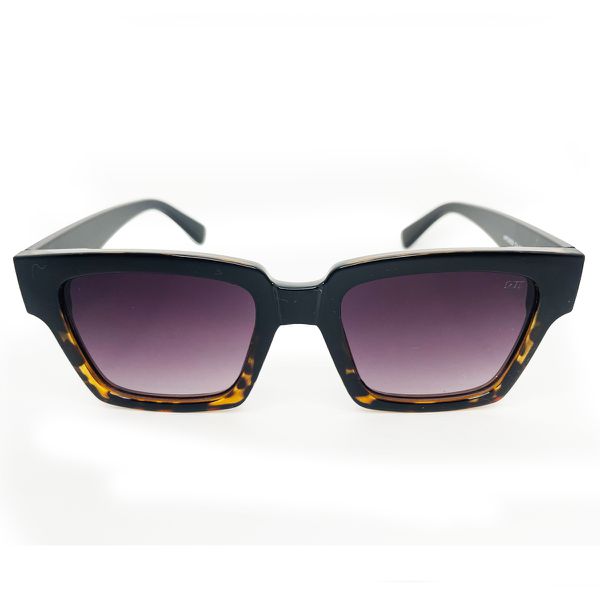 Óculos de sol HD Swell Animal print com armação e hastes pretas e lentes com proteção UV