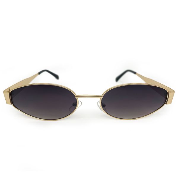 Óculos de sol HD em metal com armação dourada e lentes fume com proteção UV
