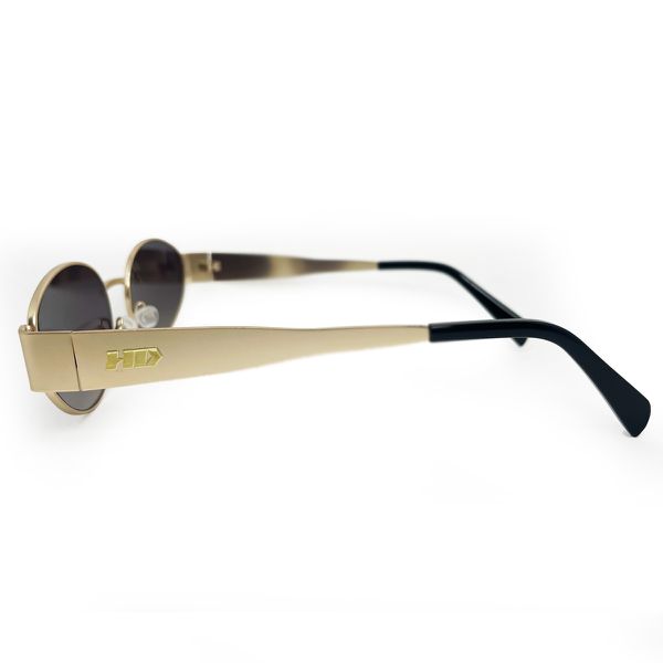 Óculos de sol HD em metal com armação dourada e lentes fume com proteção UV