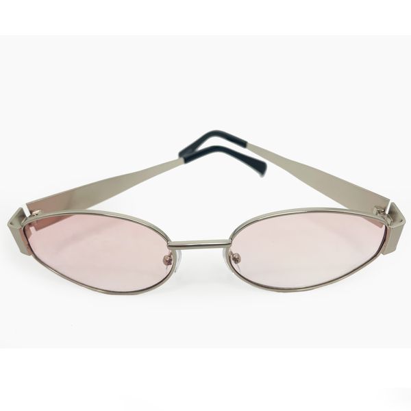 Óculos de sol HD em metal com armação dourada e lentes rose com proteção UV