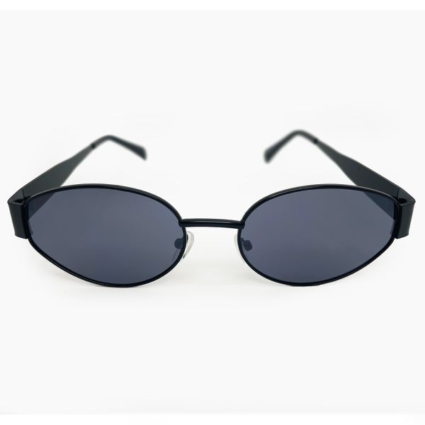 Óculos de sol HD em metal com armação preta e lentes fume com proteção UV