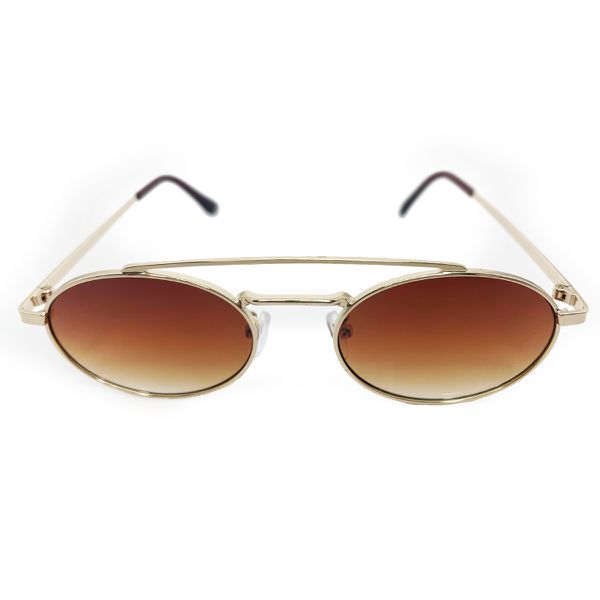 Óculos de sol HD em metal com armação dourada e lentes marrom degrade com proteção UV