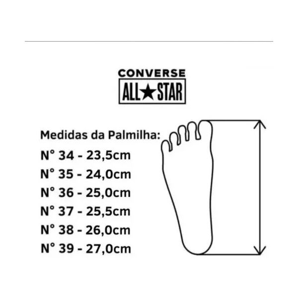 Tamanho palmilha cheap all star