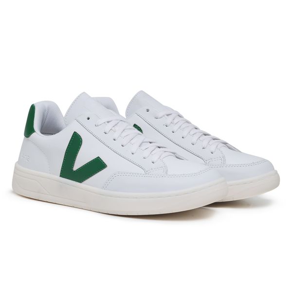 T nis VERT V 12 Original em Couro Leg timo Branco Detalhe Verde