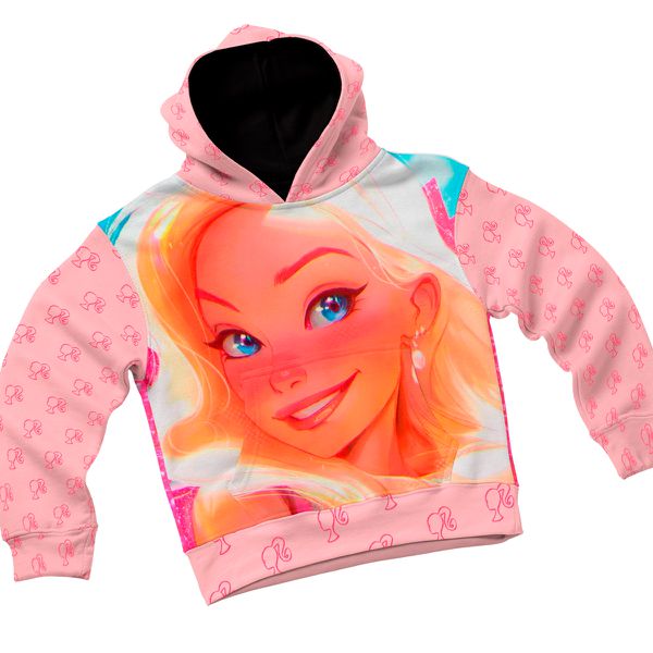 Blusa de Frio Moletom Infantil Grosso Confortável Barbie Rosa