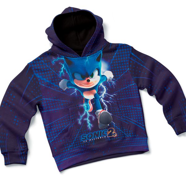 Blusa de Frio Moletom Infantil Grosso Confortável Sonic Azul