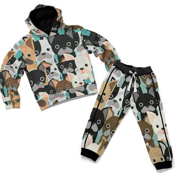 Conjunto Moletom Infantil Blusa de Frio e Calça Personagens Cachorrinhos Marrom