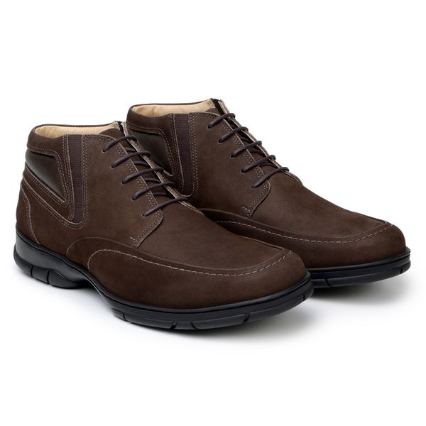 Bota Masculina Walk Gel - Couro Nobuck Marrom