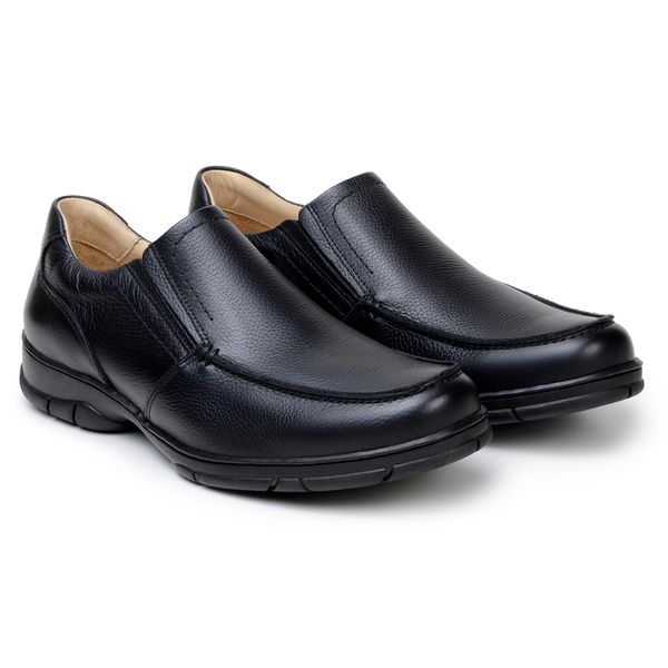 Sapato Masculino Comfort Walk Gel - Couro Preto