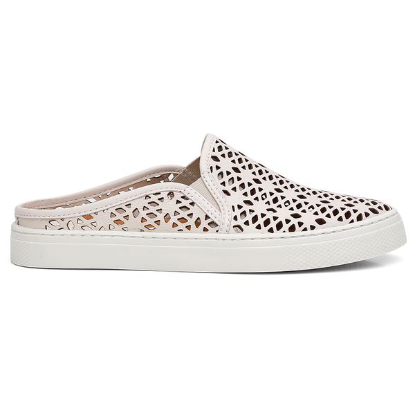 Mule Slip On Couro Vazado Feminino Off White