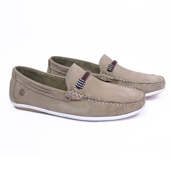 Mocassim Gravata Couro Masculino Casual Bege