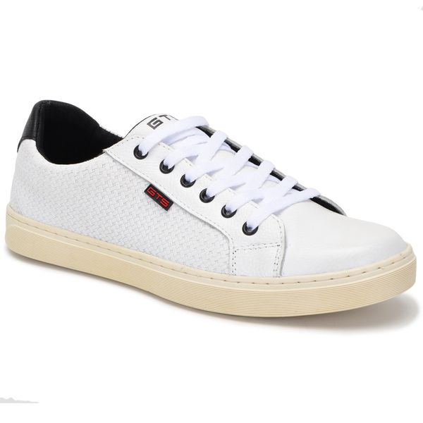 Tênis Casual Couro Masculino Amarração Cano Curto Branco