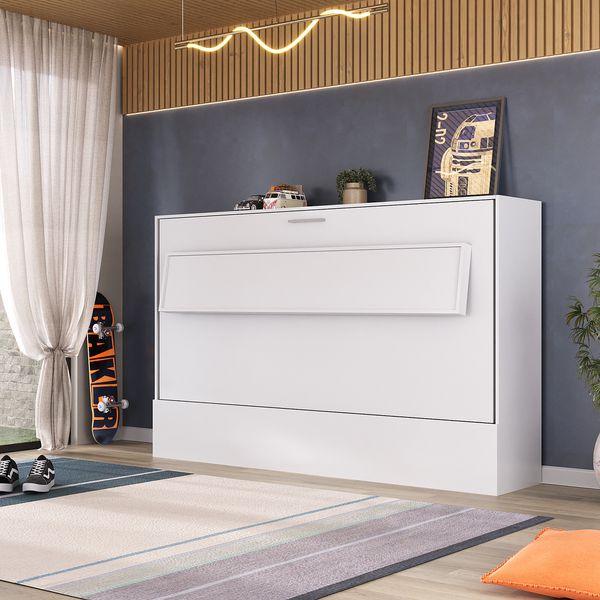 Cama de solteiro horizontal linha basic na cor branco tx