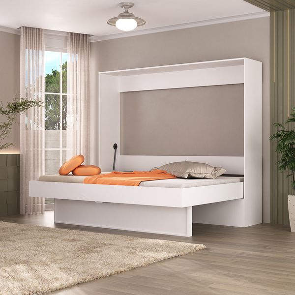 Cama de casal horizontal linha basic na cor branco tx