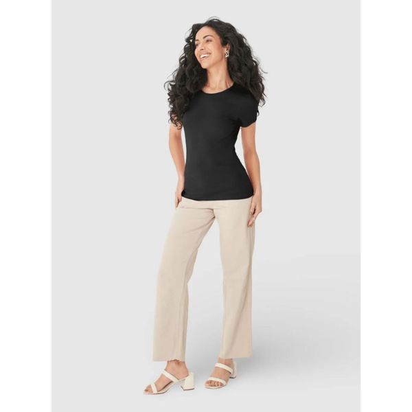 Blusa Básica Feminina Decote Redondo Em Algodão Preto